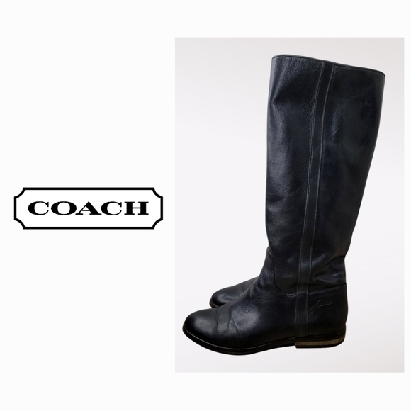 Vintage Coach Taylor Black Leather tall riding boots size 8.5 - Picture 1 of 12